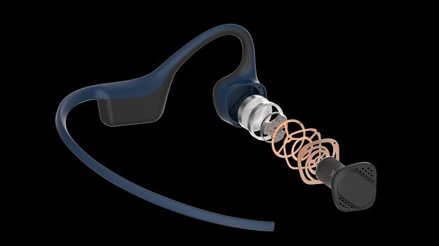 Bezdrátová sportovní sluchátka Aftershokz Trekz Air - vibrační technologie rozložená na prvočinitele.
