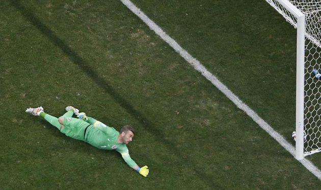 Chorvatský brankář Stipe Pletikosa (na snímku) inkasuje gól z kopačky Brazilce Neymara v zápase skupiny A světového šampionátu ve fotbale.