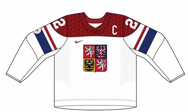 Bíla varianta dresů české hokejové reprezentace pro ZOH 2022 v Pekingu.