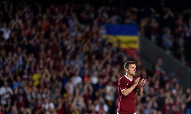 Sparťanský útočník David Lafata v utkání druhého předkola Ligy mistrů s Levadií Tallinn.