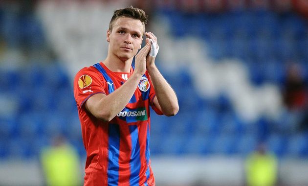 Plzeňský útočník Stanislav Tecl po utkání osmifinále Evropské ligy proti Lyonu.