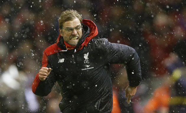 Takhle slavil manažer Liverpoolu Jürgen Klopp trefu Joea Allena na 3:3 v souboji s Arsenalem.