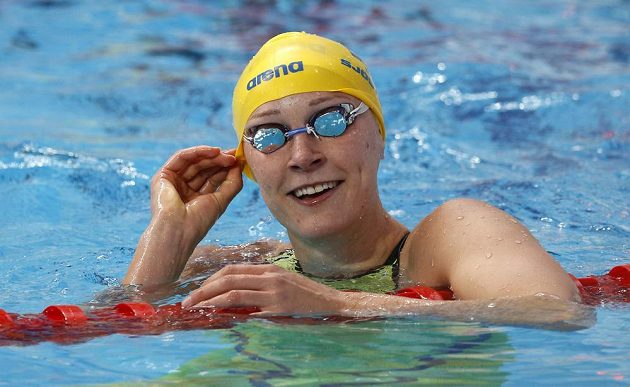 Švédská reprezentantka Sarah Sjöströmová má k úsměvu důvod, na MS v Kazani vylepšila v semifinále světový rekord na trati 100 m motýlek.