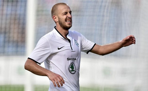 Útočník Mladé Boleslavi Jiří Skalák na archivním snímku z prvního zápasu se Širokým Brijegem.