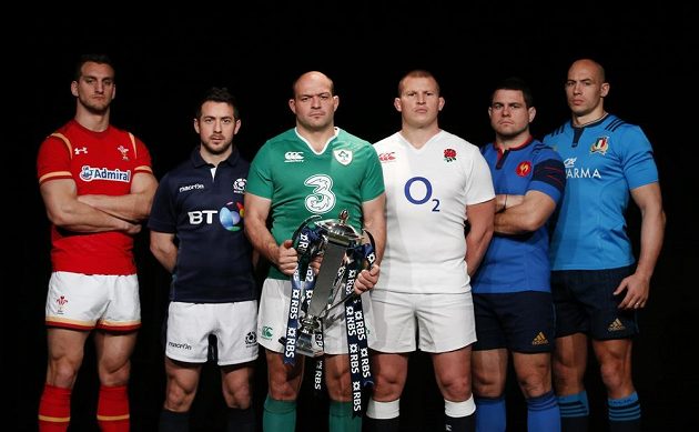 Šest kapitánů v bitvě o jednu trofej - zleva Sam Warburton (Wales), Greig Laidlaw (Skotsko), Rory Best (Irsko - obhájce), Dylan Hartley (Anglie), Guilhem Guirado (Francie) a Sergio Parisse (Itálie).