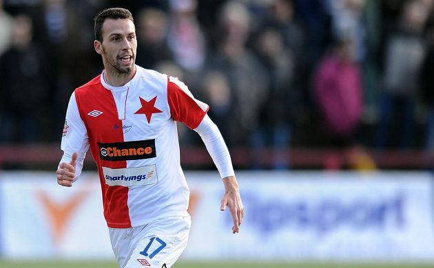 Nová posila Slavie Praha Jan Vošahlík během utkání zimní Tipsport ligy s Duklou.