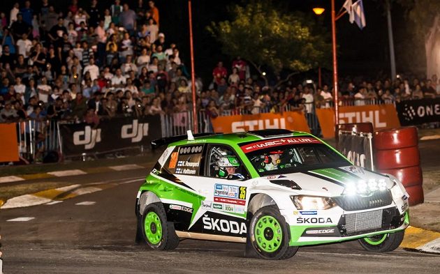 Fin Kalle Rovanperä se Škodou Fabia R5 na trati Argentinské rallye.
