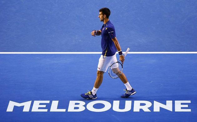 Srbský tenista Novak Djokovič při finále mužské dvouhry na letošním Australian Open.