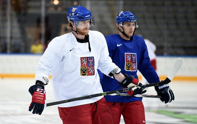 Útočník Jakub Voráček během pondělního tréninku české hokejové reprezentace v O2 areně.