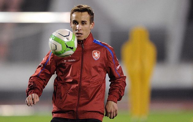Nová tvář reprezentace Josef Šural během úterního tréninku české fotbalové reprezentace před přátelským utkáním s Kanadou.