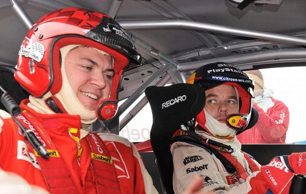 Sébastien Loeb při návštěvě Česka. V Sosnové před čtyřmi lety s Martinem Prokopem na místě spolujezdce.