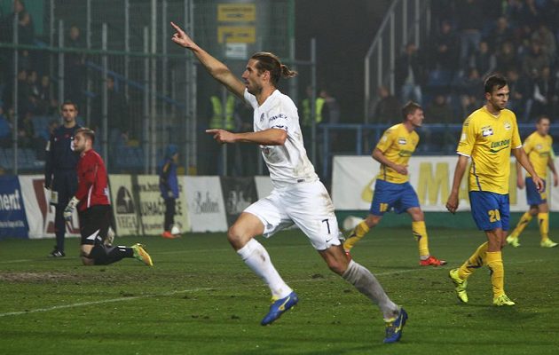 Libor Došek ze Slovácka se radoval z vyrovnávací branky, na body ale jeho tým ve Zlíně nakonec nedosáhl.