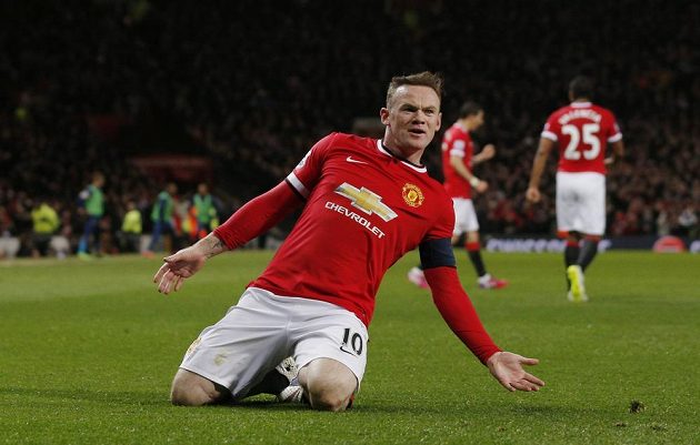 Útočník Manchesteru United Wayne Rooney se raduje z branky, kterou vstřelil Arsenalu ve čtvrtfinále FA Cupu.