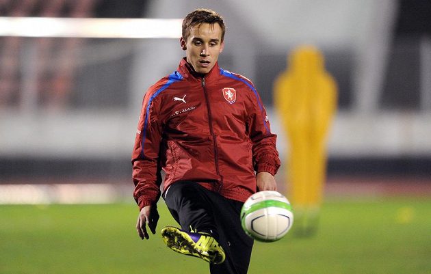 Nová tvář reprezentace Josef Šural během tréninku české fotbalové reprezentace před přátelským utkáním s Kanadou.