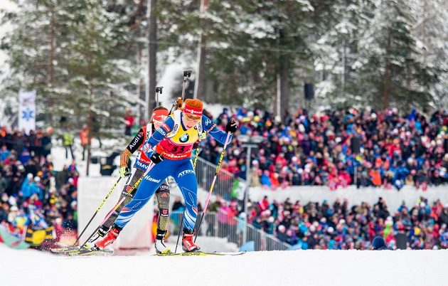 Gabriela Soukalová na trati v Holmenkollenu, dějišti mistrovství světa.