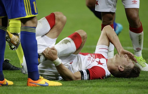 Slávistický kanonýr Milan Škoda schytal v odvetě s Borisovem spoustu ran, jeho gól však přinesl pražskému týmu postup.