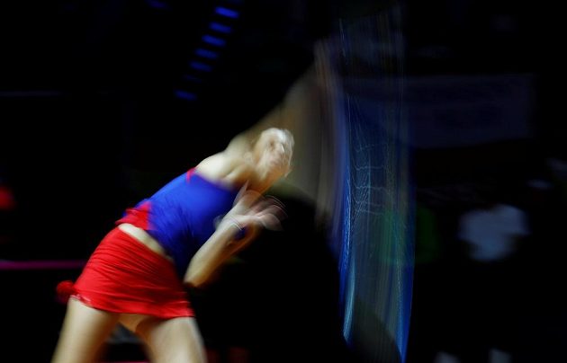 Karolína Plíšková během druhé dvouhry fedcupového semifinále proti Německu.