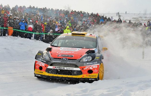 Martin Prokop, jediný český pilot v mistrovství světa, s Fordem Fiesta WRC na trati loňské Rallye Monte Carlo.