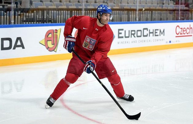 Jaromír Jágr během tréninku české reprezentace v O2 areně den před začátkem MS.