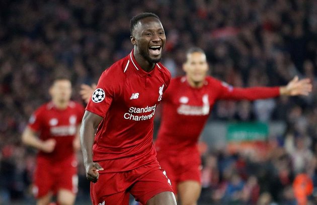 Liverpoolský Naby Keita oslavuje gól proti Portu v úvodním čtvrtfinále Ligy mistrů.