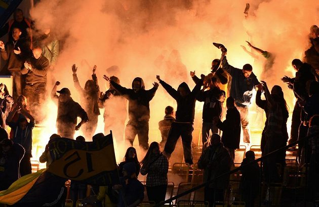 Fanoušci Teplic během utkání 27. kola Gambrinus ligy na stadiónu Na Stíndlech.