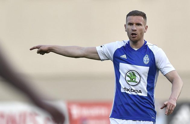 Muris Mešanovič z Mladé Boleslavi v akci během utkání nejvyšší soutěže fotbalistů.