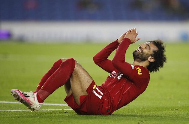 Liverpoolský kanonýr Mohamed Salah se mohl smát, v Brightonu se dvakrát zapsal do listiny střelců a Reds vyhráli.