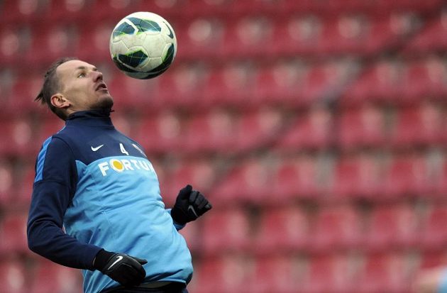 Obránce Sparty Praha Ondřej Švejdík během otevřeného tréninku pro fanoušky před utkáním s Plzní.