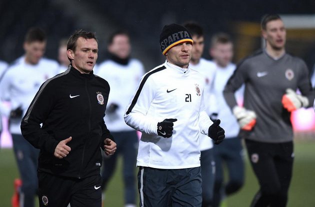 Sparťanský útočník David Lafata během středečního tréninku před utkáním Evropské ligy s Young Boys Bern.