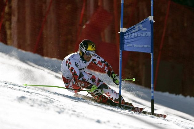 Rakouský lyžař Marcel Hirscher na trati prvního kola obřího slalomu na MS v Beaver Creeku.