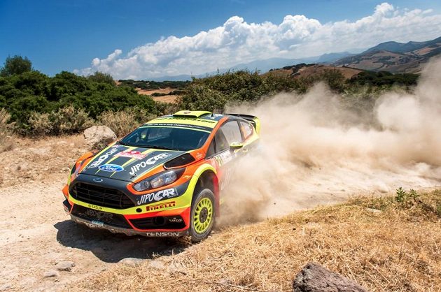 Martin Prokop s Fiestou WRC během závodu mistrovství světa.