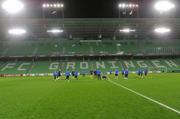 Fotbalisté Liberce trénují na stadiónu Groningenu.