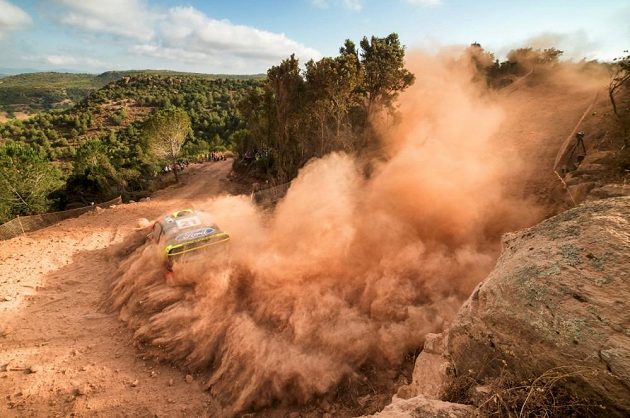 Martin Prokop s Fiestou WRC během závodu mistrovství světa.