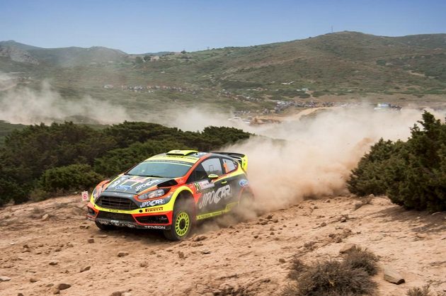 Martin Prokop s Fiestou WRC během závodu mistrovství světa.