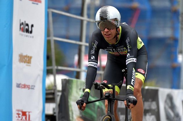 V Karlových Varech se 21. června 2018 jela časovka mistrovství České republiky a Slovenské republiky v silniční cyklistice. Na snímku je vítěz závodu Josef Černý.