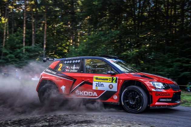 Jan Kopecký se Škodou Fabia R5 na trati Barum rallye 2016.