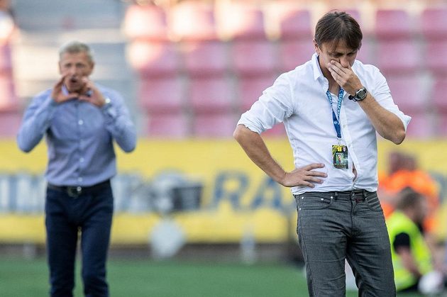 Trenér Slovácka Michal Kordula během utkání 3. kola Fortuna ligy, kdy jeho tým prohrál se Spartou 0:1.