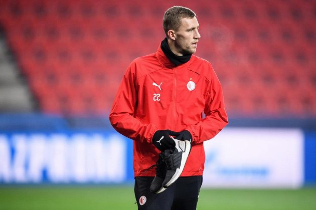 Tomáš Souček ze Slavie Praha během tréninku před utkáním Ligy mistrů s Interem Milán.