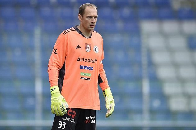 Goalkeeper of České Budějovice Jaroslav Drobný.