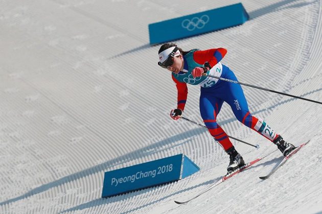 Kateřina Beroušková při závodu na 30 km klasicky.