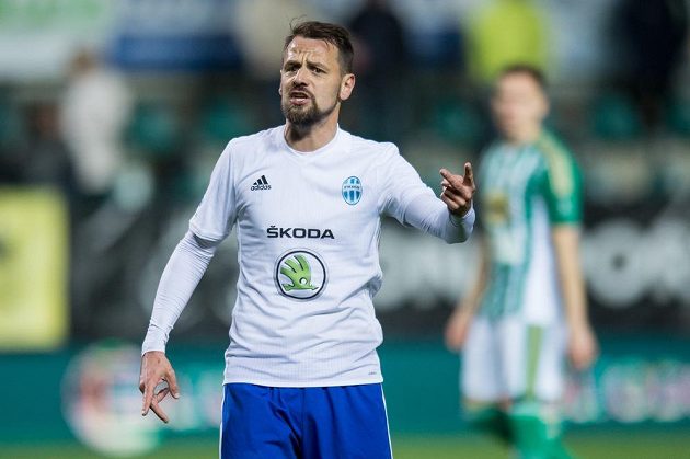 Marek Matějovský z Mladé Boleslavi během utkání čtvrtfinále MOL Cupu na hřišti Bohemians 1905.