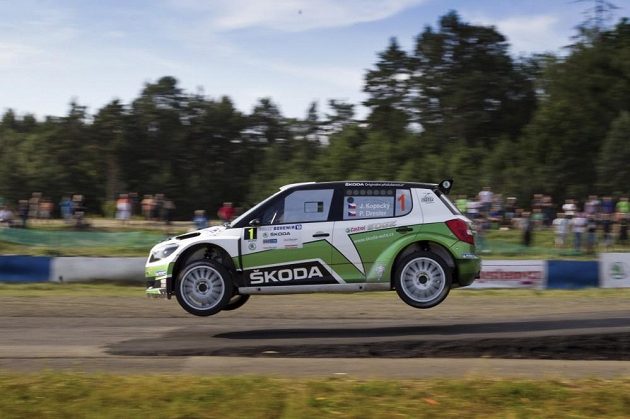 Jan Kopecký se Škodou Fabia při Bohemia rallye 2013.