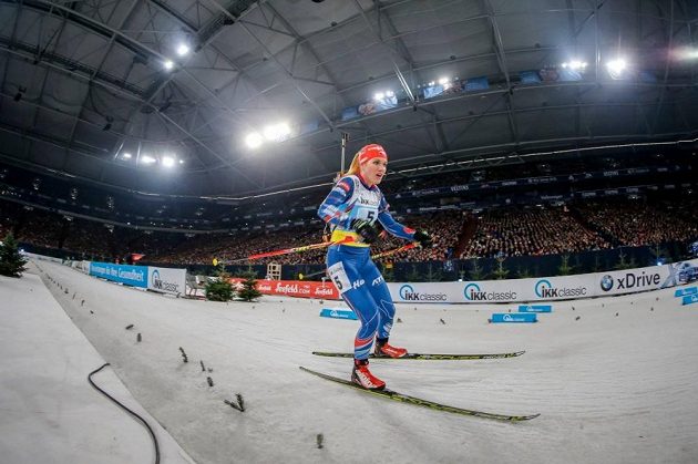 Gabriela Soukalová v krásné Ventins aréně.