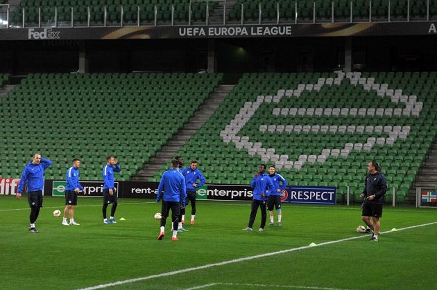 Fotbalisté Liberce na tréninku před zápasem s Groningenem.