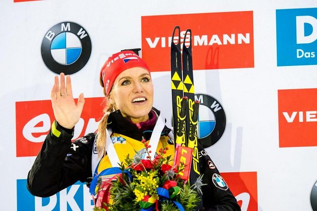Stříbrná ze stíhačky v Ruhpoldingu Gabriela Soukalová.