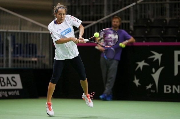 Barbora Strýcová na tréninku.