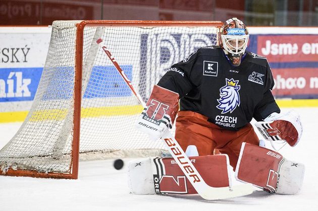 Dominik Furch během tréninku hokejové reprezentace před turnajem Beijer Hockey Games.