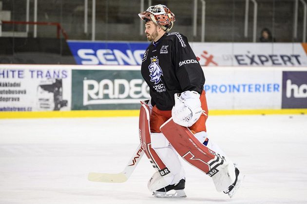 Dominik Furch během tréninku hokejové reprezentace před turnajem Beijer Hockey Games.