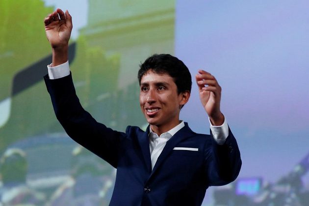 Egan Bernal z Kolumbie při představení trasy příštího ročníku Tour de France