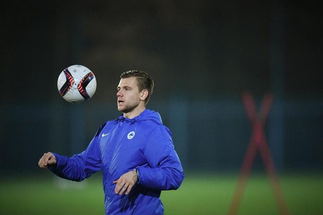 Liberecký záložník Radim Breite na středečním tréninku před zápasem Evropské ligy s Karabachem.